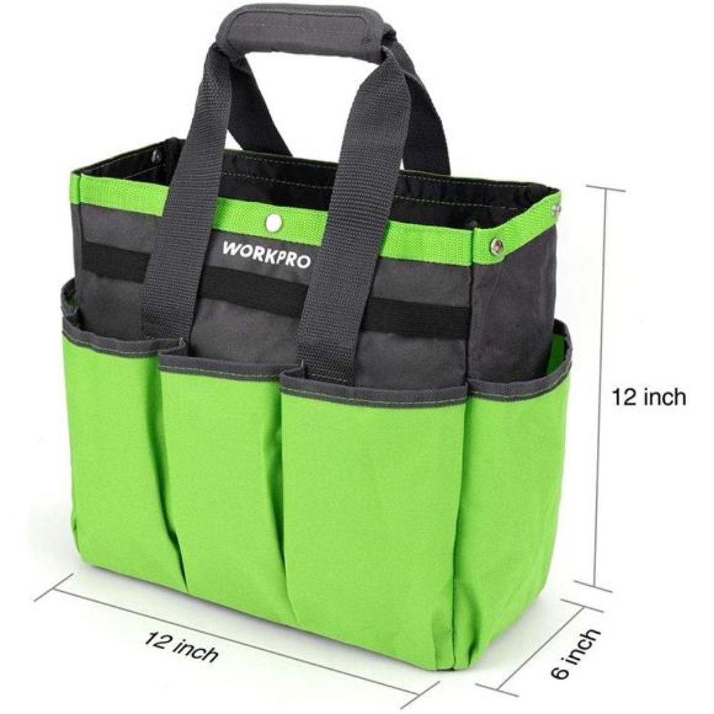 WORKPRO Garden Tool Bag, Garden Tote Storage Bag with 8 Pockets, 12" x 12" x 6"